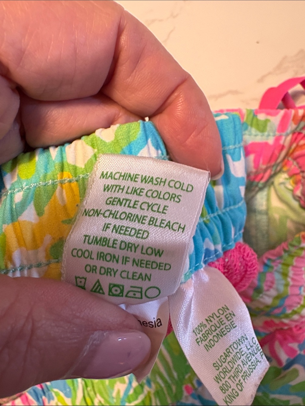 Lilly Pulitzer Luxletic Tropical Print Shorts — Pink & Green - Picture 7 of 8